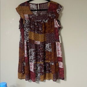 Crystal Doll Burgundy and Floral Dress